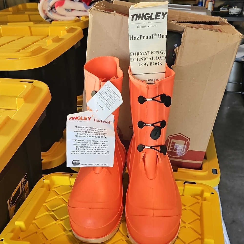 Tingley Men's Orange HazProof Boots Steel Toed Brand New Size 12